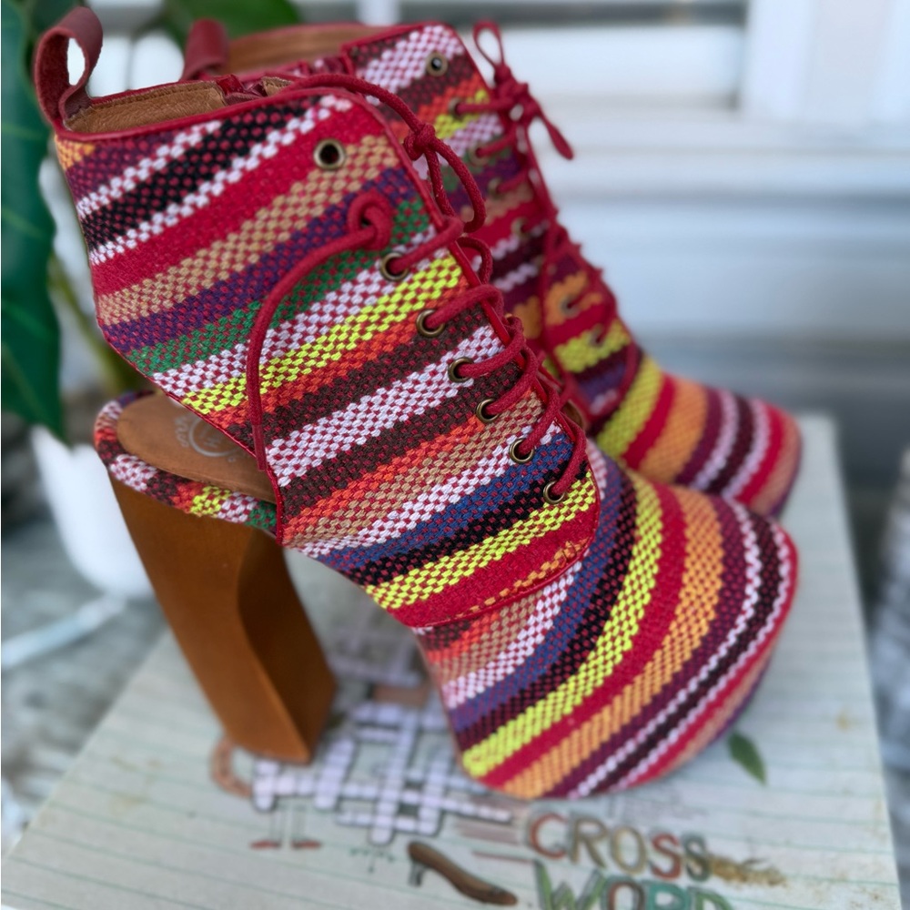Jeffrey Campbell Colorful Striped Women's Heeled Shoes (slightly worn)